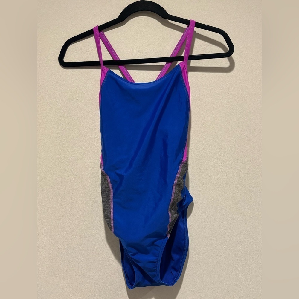 Speedo Pro LT Swimsuit in Blue and Pink 10/30